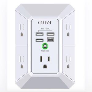 Wall Charger, Surge Protector, QINLIANF 5 Outlet Extender with 4 USB Charging...
